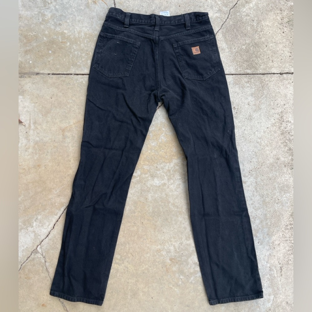 Carhartt Pants Black Denim Jeans Design Waist Size 34 Inseam 34